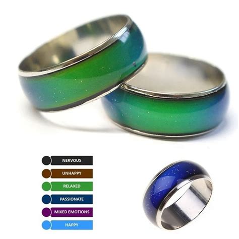 Sep 18, 2023 · Those sporting mood rings — also called sensitivity, passion, impulse and emotion stones — can check with a chart and determine whether they are tense, nervous or happy by glancing at their ring. 925 Sterling Silver Mood Ring for Women Oval Solitaire Color Change Mood Rings 